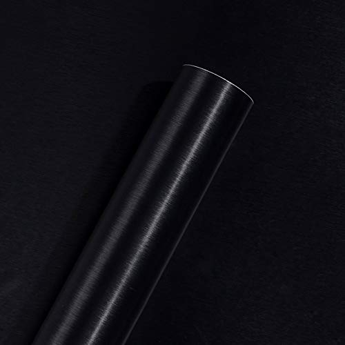Taogift Self Adhesive Black Brushed Metal Stainless Steel Vinyl Film for Dishwasher Fridge Refrigerator Stove Appliances Furniture Sticker Wall Paper Removable Waterproof 40CMX3M