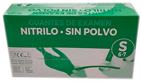 Lot de 100 gants jetables en nitrile sans poudre Taille S 6-7 Bleu