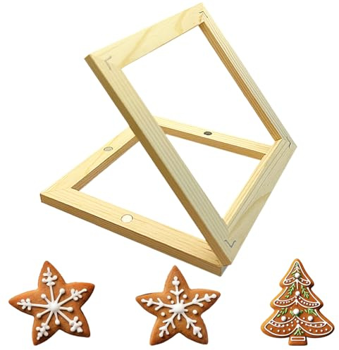 Olah-Olah Magnetic Cookie Stencils Holder, 5.7''x5.7'' Wooden Cookie Stencil Frame for Painting Stencils, Royal Icing Airbrush, Decorating Baking Tools