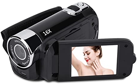 Tragbarer Digitaler Camcorder - Full HD Videokamera mit 16x Hochauflösendem Zoom, DV-, Schwarz