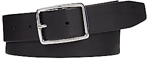 Tommy Hilfiger Herren Gürtel New Buckle Jeans 3,5 cm Ledergürtel, Schwarz (Black), 90