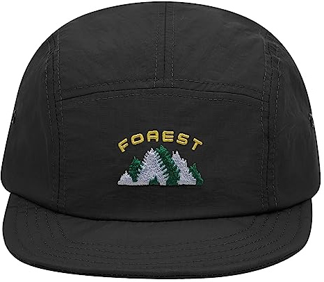 Clakllie Quick Dry Flat Brim Hat Waterproof Baseball Cap Nylon 5 Panel Hat Casual Short Brim Hats Unstructured Dad Hats,DSBH03-Black