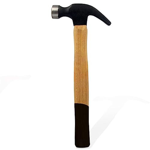 Tradineur - Martillo de uña con mango de madera, cabeza de acero, multiusos, sacar puntas y clavos, bricolaje, carpintería, construcción, 750 g, 34 cm