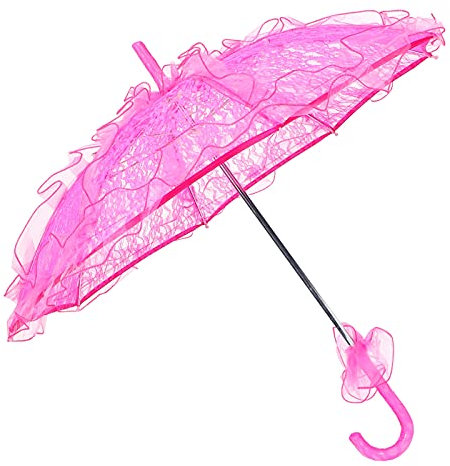 KIMISS Rosa Spitze Regenschirm - Faltbarer Sonnenschirm mit Stoff für Hochzeit und Braut - Performance Requisiten