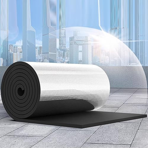 Stuoia Cotone Isolante Autoadesivo,Isolamento Alte Temperature Materassino Ignifugo,Pannelli Isolanti Termici per Porte,Finestre,Pavimenti,Tetti,Impermeabile,5-50mm Thick (1x3m/3.3x9.8ft,5mm thick)