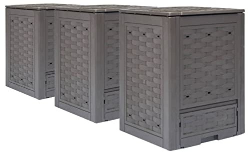 BaraSh Composteurs de Jardin 3 pcs 60x60x83 cm 900 L Plastique rotin,bac composteur Jardin,Cuisine exterieure