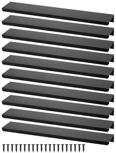 QWORK® 10 Pack Black Drawer Handles, 8 Inch/200 mm Aluminum Furniture Pull Handles for Drawers, Cupboards, Closets, Shoe Cabinets