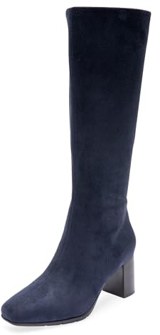 Aerosoles Women's Micah Tall Boots, Navy Stretch Faux Suede, 10WW
