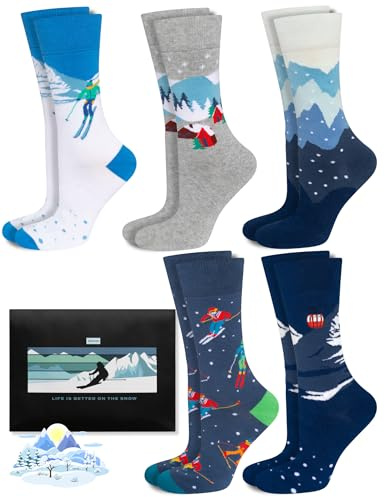 soxo Invierno Calcetines De Esquí Calientes Mujer Divertidos Colores Regalos Originales Para Hombre 40-45 Esquiar 5 Pares