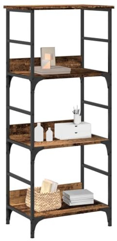 Gecheer Antik träbokhylla 50 x 33 x 117,5 cm i flerskiktat trä, skåp, CD-dörr, bokhylla, hylla CD-hållare, DVD, arkivering, bokhylla, kubikhållare, CD-hållare, avdelningsbokhylla, P857466