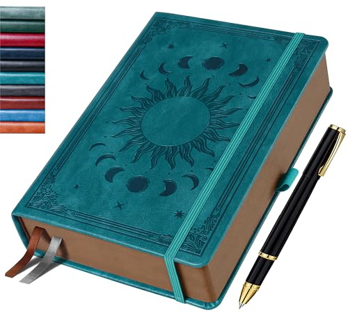 HwxBen Cuaderno Rayado B5 con 360 páginas, papel de 100 g/m², con bolígrafo incluido – Color Verde Mar – Perfecto para estudio, trabajo y journaling diario, diseño elegante y duradero.