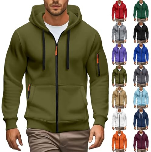 Generisch Hoodie Herren Oversize,Sweatshirt Herren Mit Reissverschluss Und Kapuze Kapuzenjacke Mit Taschen Sweatjacke Multifunktionale Langen Ärmeln Casual Arbeitspullover Lockerer Kapuzenpullover