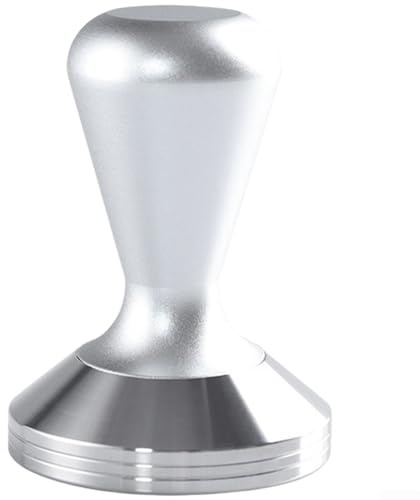 Prensador profesional de acero inoxidable 304 con parte inferior lisa para prensar café uniforme con mango de aleación compatible con múltiples tamaños de cesta (58 mm, plateado)