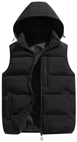 Gilet Imbottito Uomo Invernale Giubbotto Smanicato Gilet Piumino con Cappuccio Trapuntato Giubbino Giacche senza Maniche Giacca Giacchetto Cappotto Smanicato da Uomo Imbottiti Taglie Forti Outdoor