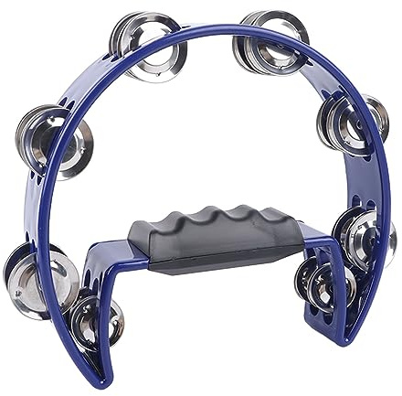Walfront 10 Tums Dubbelrads Tamburin Halvmåne Musikalisk Tamburin med Metalljinglar och Ergonomiskt Handtag Slagverksinstrument för Vuxna Party KTV