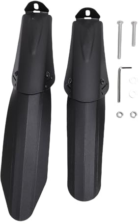 Set parafango bici pieghevole lega di alluminio PP nylon paraspruzzi anteriori posteriori regolabili impermeabili per biciclette da 14/20 pollici (Nera)