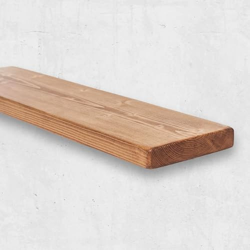 Chill House Flat Rustic Floating Shelf 9x2 inches, 150cm long - Tudor Oak Finish Reclaimed Wood Floating Shelves for Wall Decor, Rustic Wooden Shelves for Bedroom, Living Room, Kitchen, or Bathroom