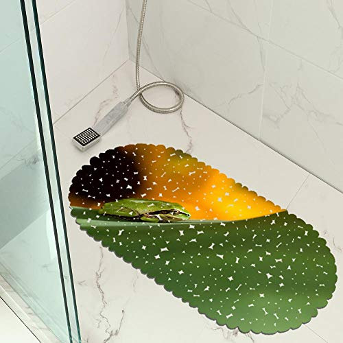 Jaeknxcg Badewanneneinlage rutschfest Badematten für Wanne Duschmatte mit Abflusslöchern Saugnäpfe Maschinenwaschbar 35X70CM Frosch