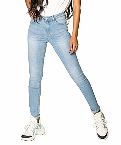 Nina Carter P076 - Pantalones vaqueros ajustados de talle alto para mujer, efecto push-up, denim elástico de aspecto usado, XS delgado