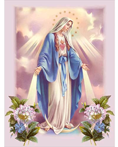 YSCOLOR Diamond Painting 5D Diy Diamantmålning Full Round Drill Religious Madonna 3D Broderi Cross Stitch Present Heminredning 30X40Cm