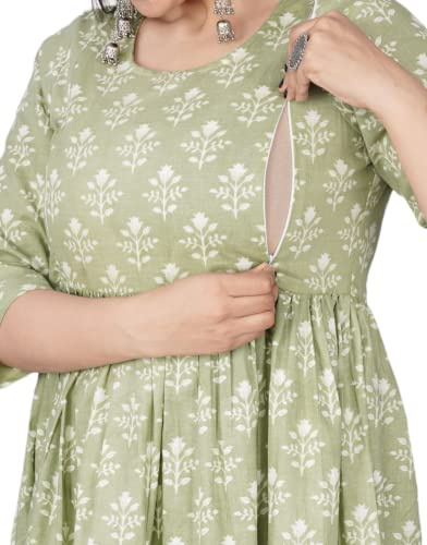 Jikonet Vestido de maternidad para mujer, Kurti para embarazo, vestido de lactancia con maxivestido floral, Cardamom, Large