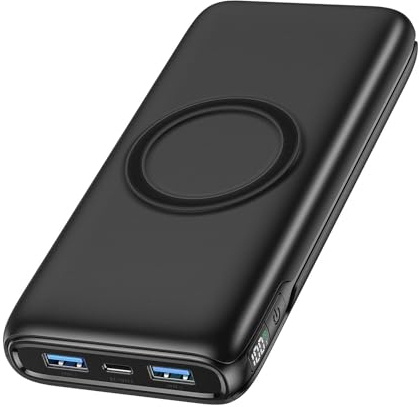 FEELLE Batería Externa Inalámbrico 27000mAh 22,5W Cargador Portátil PD & QC 3.0 Power Bank con 4 Salidas y Pantalla LED USB C Bateria Portatil para Smartphones Tablets (Negro)