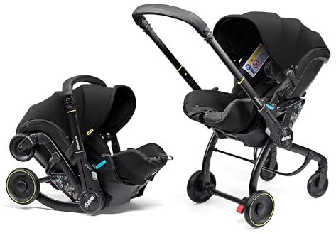 Doona X Baby Car Seat & Travel Stroller Nitro Black - Convertible 0+ Car Seat and Pram with 3 Recline Positions - Ergonomic Pushchair and Travel System - ISOFIX Base Sold Separately