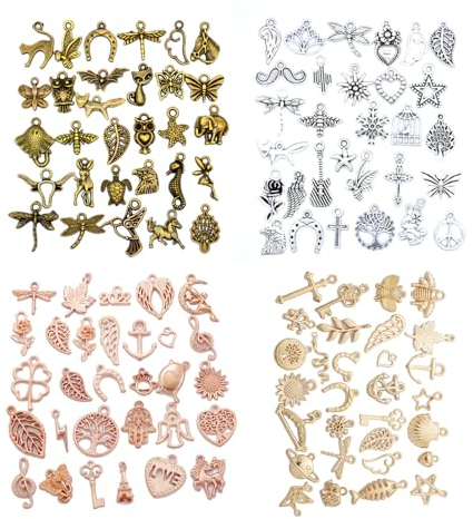 HIOQFR 120 Stück Charms Schmuckherstellung Anhänger Emaille Charms Anhänger Ketten Schmuck Anhänger zum Basteln Deko Anhänger Schlüssel Vintage Klein Pendants zum Diy Charms Halskette Armband Zubehö