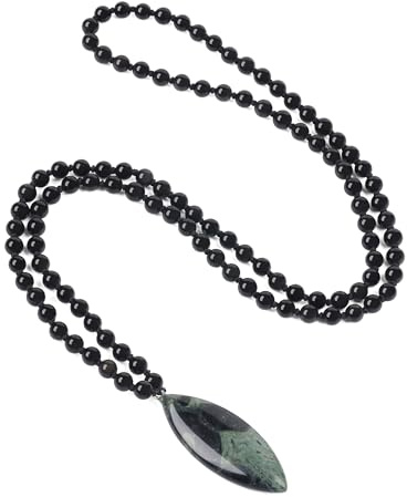 COAI Mala-halsband 108 stenpärlor dam herr, 80cm, Sten, Onyx Jasper