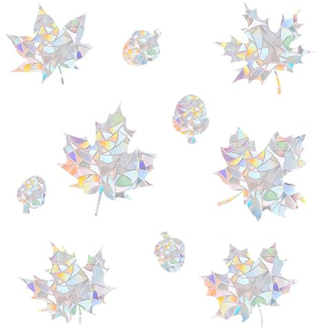 40stk Anti-Kollision Aufkleber für Fenster Vögel, Ahornblattform Regenbogen-Aufkleber Fenster Vogelschutz Statische Fensterschlag-Schutzaufkleber Verhinderung Vogelschlägen Innendekoration