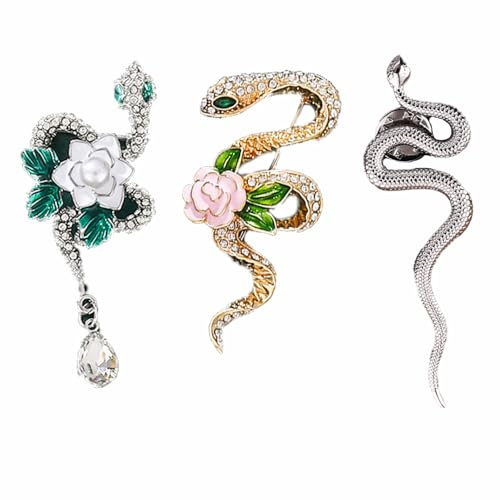 Floatdream Aroche Serpent, Broche Serpent Vintage, Broche Serpent en Métal, Convient aux Blazers, Chemises, Chapeaux, Épingles de Sac à Dos, Broches de Mariage (Argent)