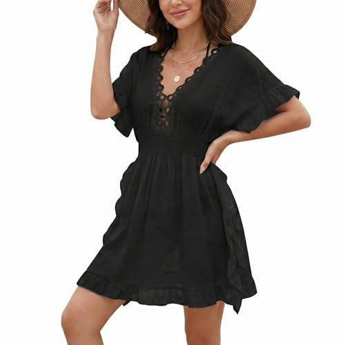 Robe d'été, Robe de Plage, col en V, Mode de Plage, Bikini, Robe de Plage pour Femme, Mode Poncho de Plage