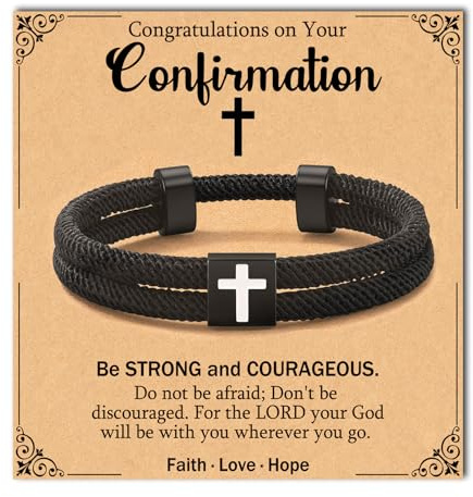 Focxoio Confirmation Gifts for Boys Catholic, Confirmation Bracelet Decorations Baptism Christian Easter Gifts Teen Boys Godson Son