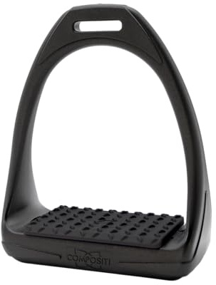 COMPOSITI Reflex RIGID - Paire d'étriers d'équitation cheval - Adulte - Noir - Semelle large antidérapante – Amortisseur de chocs - Confort, léger, stable et équilibré - Haute résistance