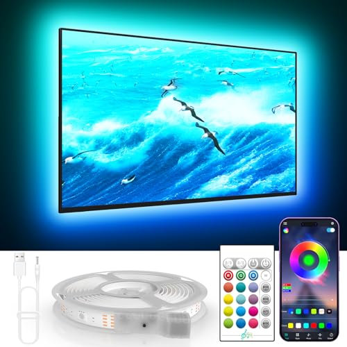 KANTUTOE TV LED Lights Strip, 6m RGB TV Backlight for 65-80in TV, Music Sync, Bluetooth APP & Remote Control USB Powered LED Lights for Bedroom, Gaming Room, Home Décor