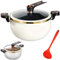 8L Pressure Pot, Mini Fast Heating Pressure Cooker with Lock Handles, Non-Stick Stockpot for Gas, Induction, Electric Stoves, White