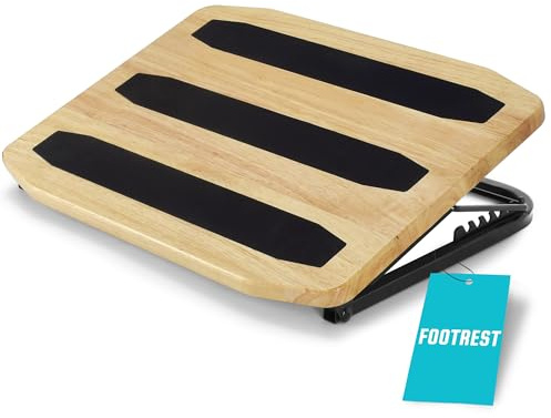Repose pieds réglable sous le bureau en bois, Repose pieds ergonomique sous le bureau à 7 angles réglables, Repose Pied Bureau pour reposer les jambes avec tapis antidérapant (naturel)