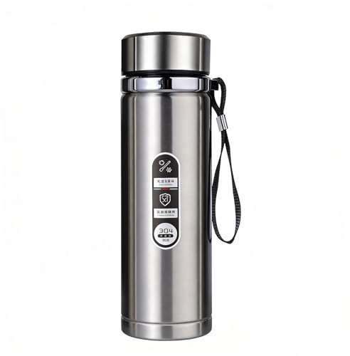 500ml Water Bottle Vacuum Insulated Bottle, Travel Mugs, 18/8 Stainless Steel Water Cup, Leakproof Keep Drinks Hot Cold, Tea Flask for Cycling, Gym, Home(Silver)