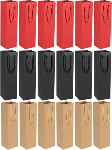 18 piezas de bolsas de regalo de vino de papel kraft, bolsa de vino individual de papel kraft, bolsas de vino con asa de papel kraft, bolsas para botellas de vino de papel kraft, organizador de vino