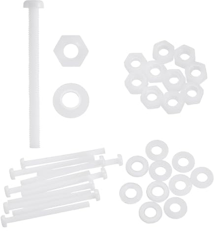 sourcing map Juego de 10 tornillos M5 x 60 mm de nailon PA66 de cabeza redonda de plástico, tornillos Phillips, tuercas hexagonales, arandelas planas, sujetadores métricos de rosca completa para