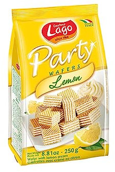Lago 1968, Party Limone 250g, Wafer Con Vellutata Crema Al Limone 74% Con 5 Strati Friabili Di Wafer