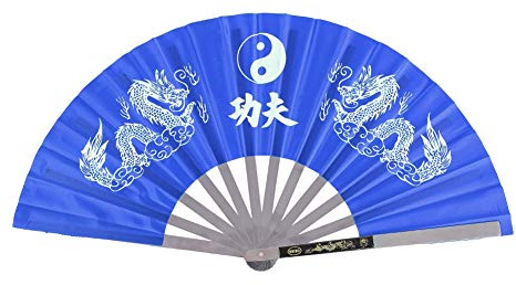 Kung Fu Fan, Metal Martial Art Fans, Tai Chi Belt, Tai Chi, Fan of Chinese Kung Fu Martial Arts, Dans, Fällbar, Rostfritt stål, YLE Chinese Kung Fu Equipment (Blå)