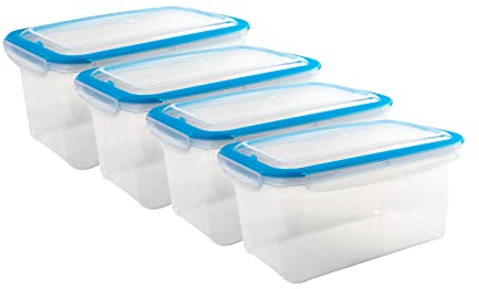 Kigima Gefrierdosen mit Klickverschluss 3x2,5L Blau – Vorratsdosen mit Deckel luftdicht – Transparente Frischhaltedosen – Aufbewahrungsbox Küche für Mealprep & Organisation – Austrian Quality