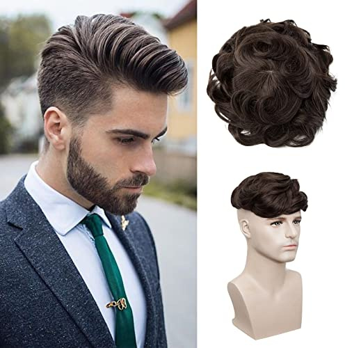 Silk-co Toupee Uomo Capelli Veri #2 Marrone Scuro Remy Human Hair Topper 20 * 25cm Extension Capelli Indiani Toupet Parrucca Corta - Base: PU+Silk