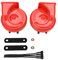 FARBIN 12v Hupe für Auto Motorrad Hupe Universelle Fahrzeughupen Laute Zweitonhupe Schneckenhupe Kit für Lkw Züge mit Relais Kabelbaum Rot