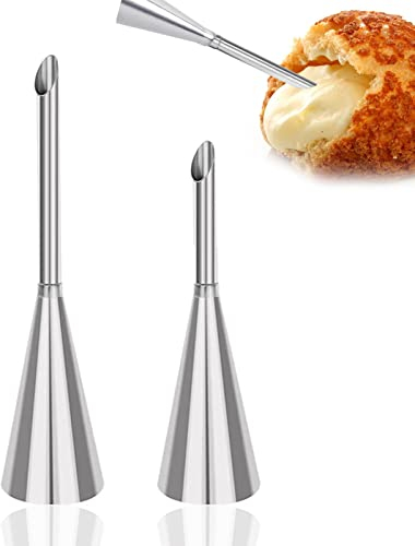2 Stück Spritztüllen Fülltülle,Spritztüllen zum Füllen von Krapfen,Edelstahl rostfrei Spritztülle Tüllen kompatibel mit Spritzbeutel für marmelade Pufffüll.…