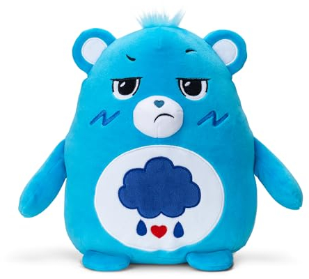 Care Bears – Basic Fun Grumpy Bear 25 cm Squishes Plüsch – Weiches, sensorisches Kuscheltier für Kinder ab 4 Jahren, sammelbarer Teddybär mit Squishy-Struktur