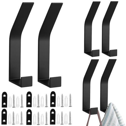 6 Pack Coat Hooks, Heavy Duty Door Hooks for Hanging, Perforated Hook Bedroom Accessories with Mounting Screws, Aluminum Alloy Towel Hooks Bathroom Hooks for Jackets Bags Towels
