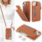 SailorTech Handyhülle für iPhone 15 Etui mit Kartenfach, iPhone 15 Hülle mit Verstellbarer Halskette, iPhone 15 Handytasche mit Reißverschluss Geldbörse - Braun