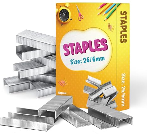 Evelay Pack of 5000 Staples 26/6 Standard Fit 26/6mm for Desktop Staplers, Office & School Stationary Supplies